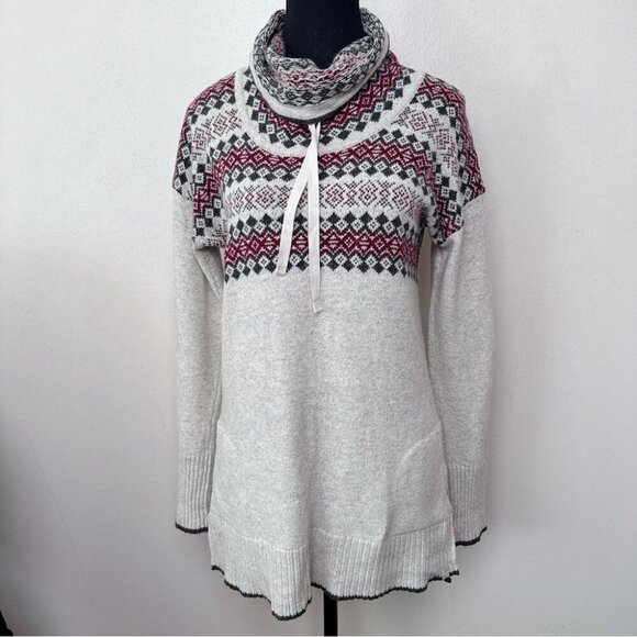 Eddie Bauer Womens Xsmall Fair Isle Nordic Cowl Neck Wool Blend Pullover Sweater - Picture 1 of 13